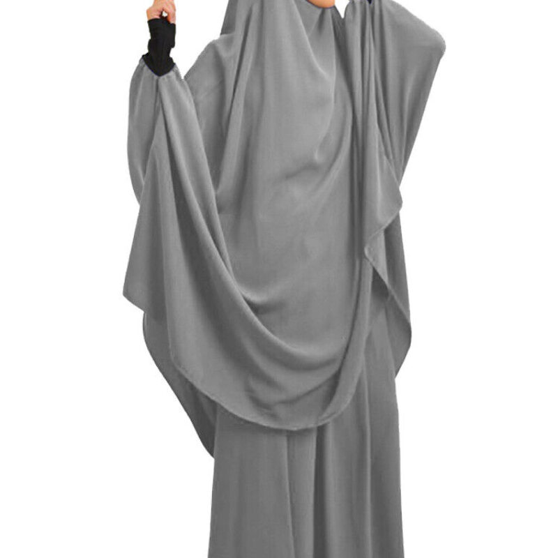 Two Piece Prayer Dress Set Muslim Khimar Jilbab Islamic Niqab Burka Hijab Abaya